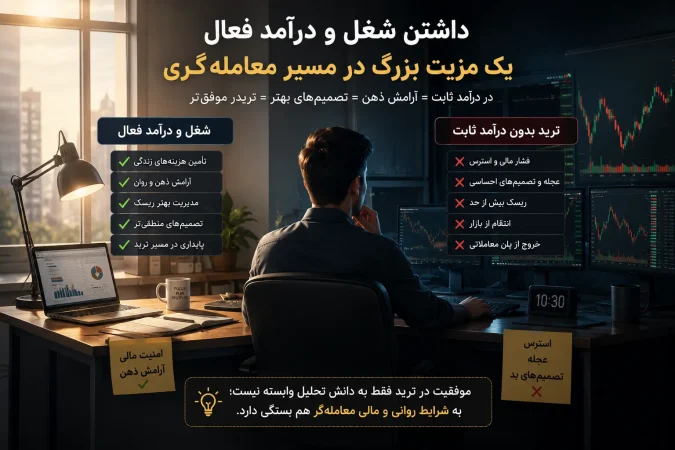تأثیر داشتن شغل و درآمد فعال در مسیر معامله‌گری؛ چرا درآمد ثابت می‌تواند شما را به تریدر بهتری تبدیل کند؟