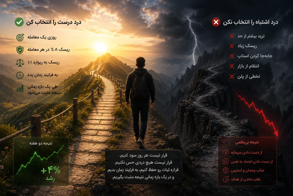 هدف معامله‌گری این نیست که بدون درد زندگی کنیم؛ هدف این است که دردهای درست را انتخاب کنیم.